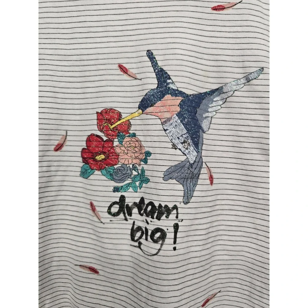 Zara Girls Hummingbird Sparkles Shirt Size 8 Long Sleeve Minor Flaws
